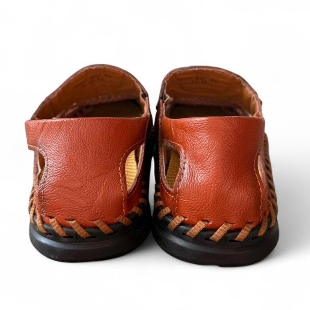 CLOHOO Mens Leather Fisherman Sandals Brown‎ Perforated Slip On Size 42 - Picture 5 of 7